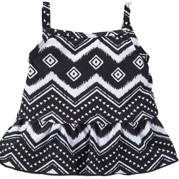 Carter's Baby Girls 3-PC Bikini Top Cover Swim Set Chevron UPF 50+ Lined 6M - Picture 3 of 6